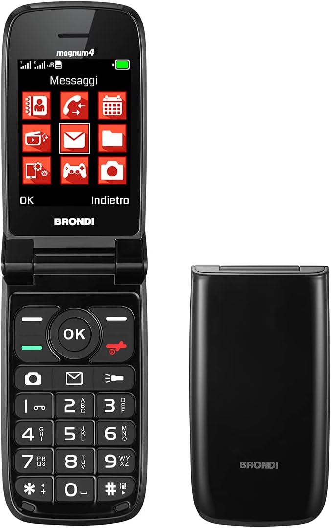 BRONDI Magnum 4 Telefono Cellulare Maxi Display, Tastiera Fisica Retroilluminata, Dual Sim