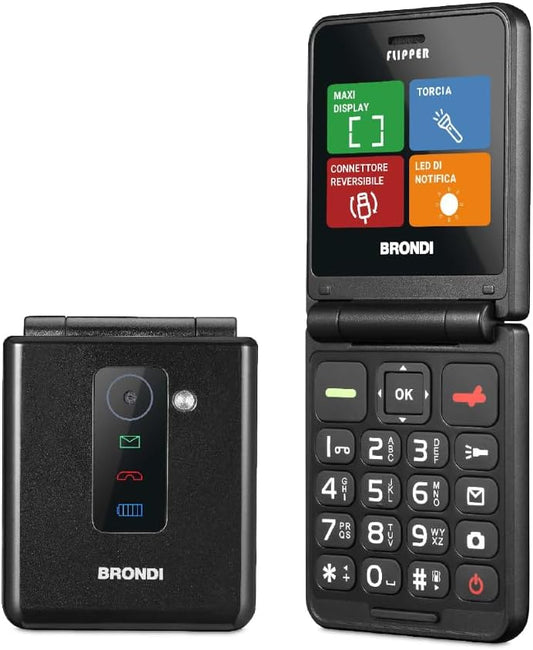 Brondi telefono cellulare Flipper Flip Dual sim | Nero