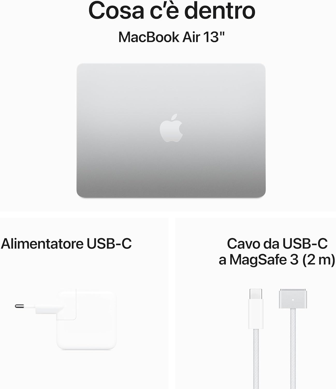 MacBook Air 13" con chip M3 8GB, archiviazione SSD 256GB - Silver