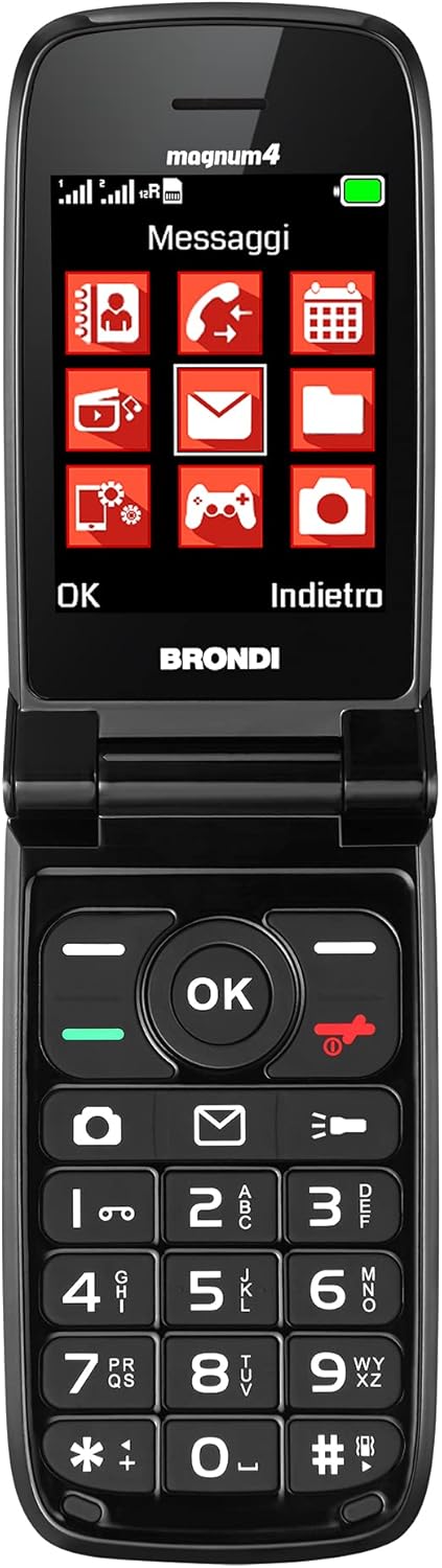 BRONDI Magnum 4 Telefono Cellulare Maxi Display, Tastiera Fisica Retroilluminata, Dual Sim