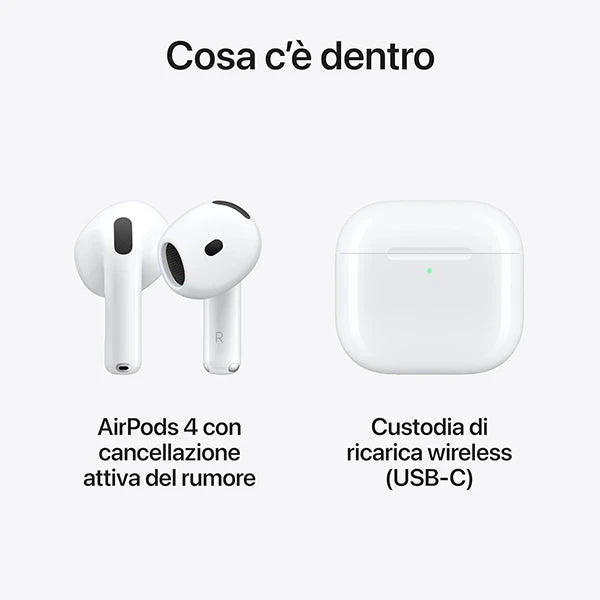 AirPods 4 con Cancellazione attiva del rumore e custodia di ricarica USB-C